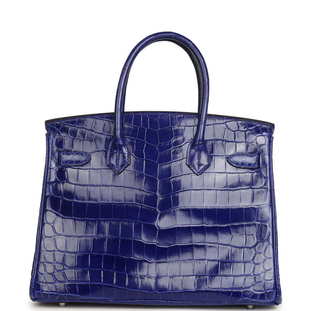 Pre-owned Hermes Birkin 30 Bleu Electric Shiny Niloticus Crocodile Palladium Hardware