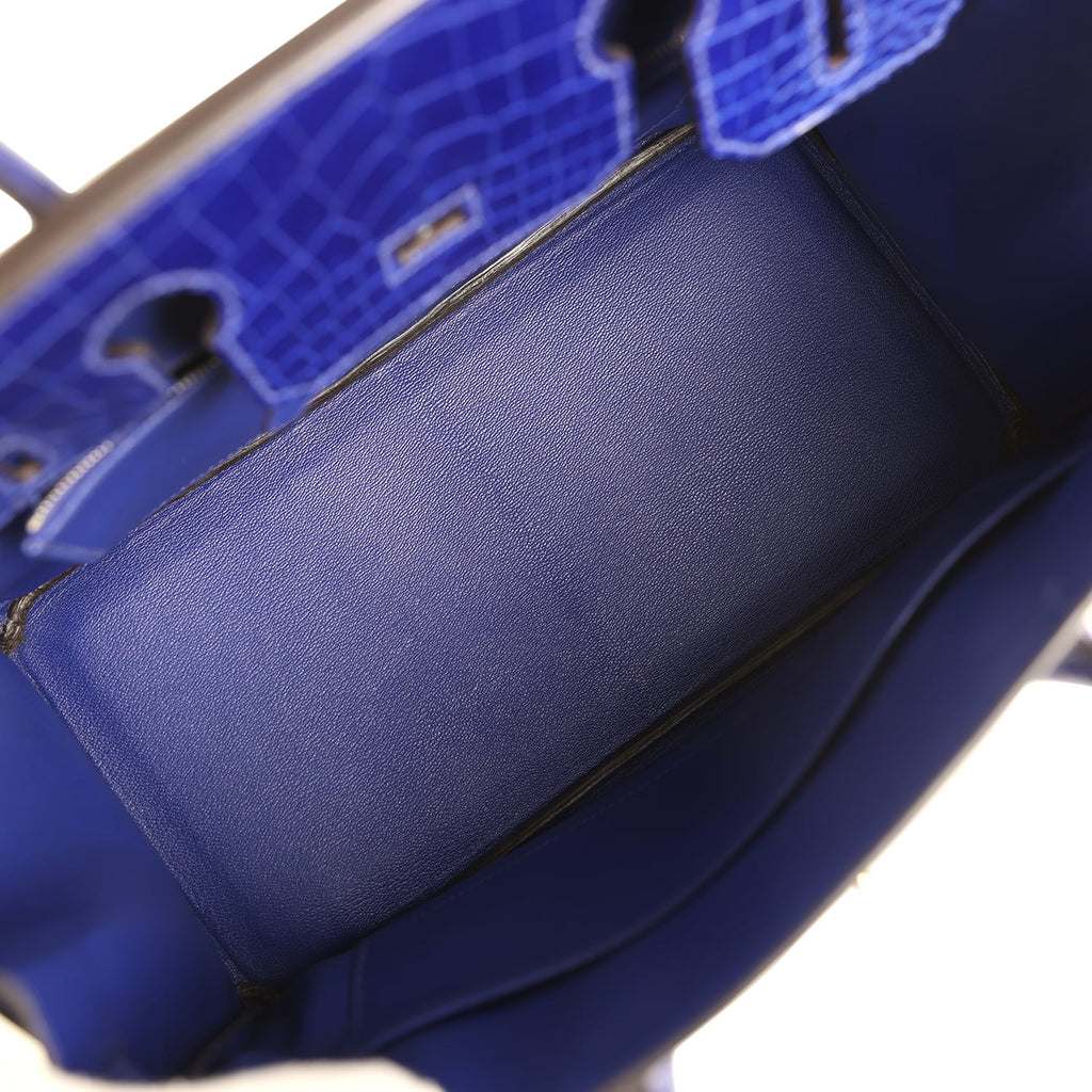 Pre-owned Hermes Birkin 30 Bleu Electric Shiny Niloticus Crocodile Palladium Hardware