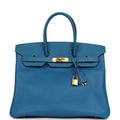 Pre-owned Hermes Birkin 35 Bleu Izmir Epsom Gold Hardware