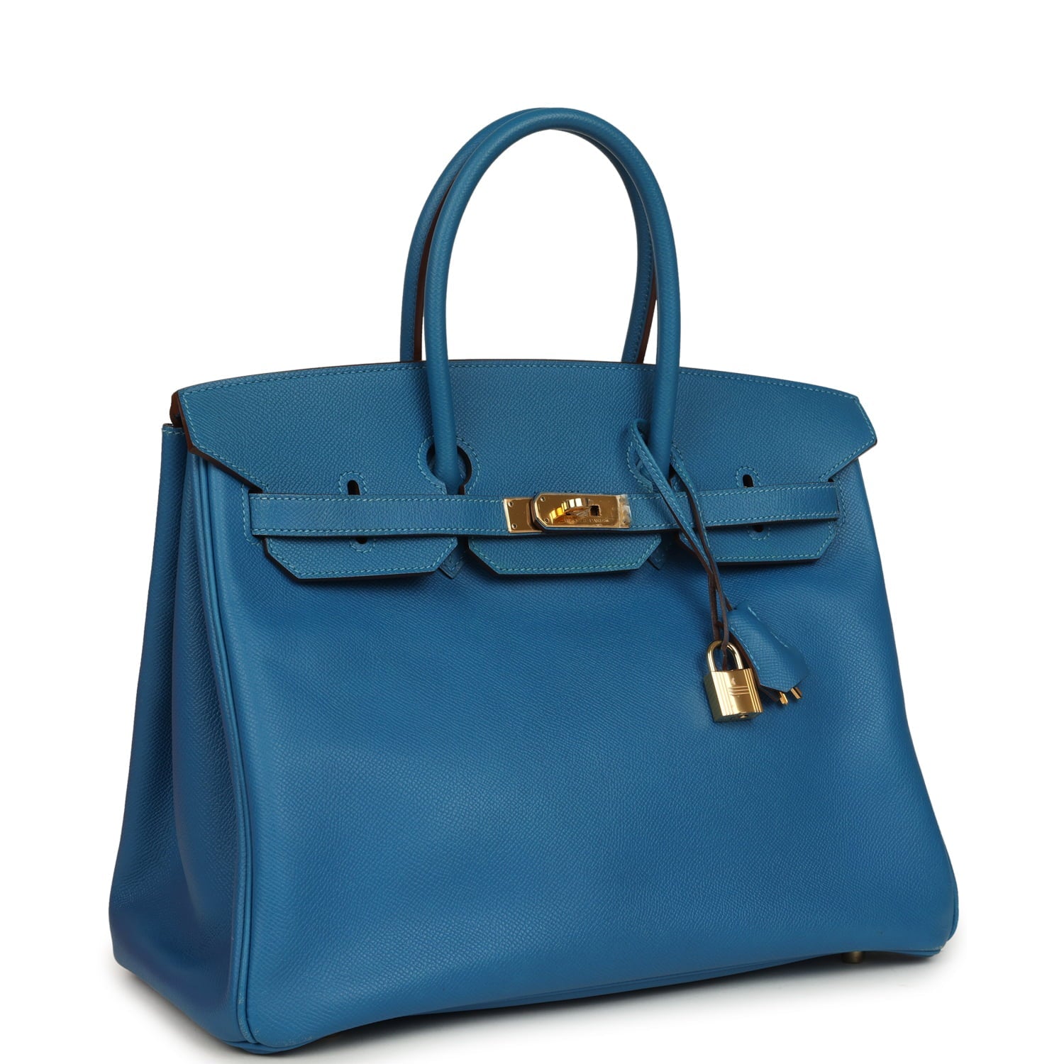 Pre-owned Hermes Birkin 35 Bleu Izmir Epsom Gold Hardware