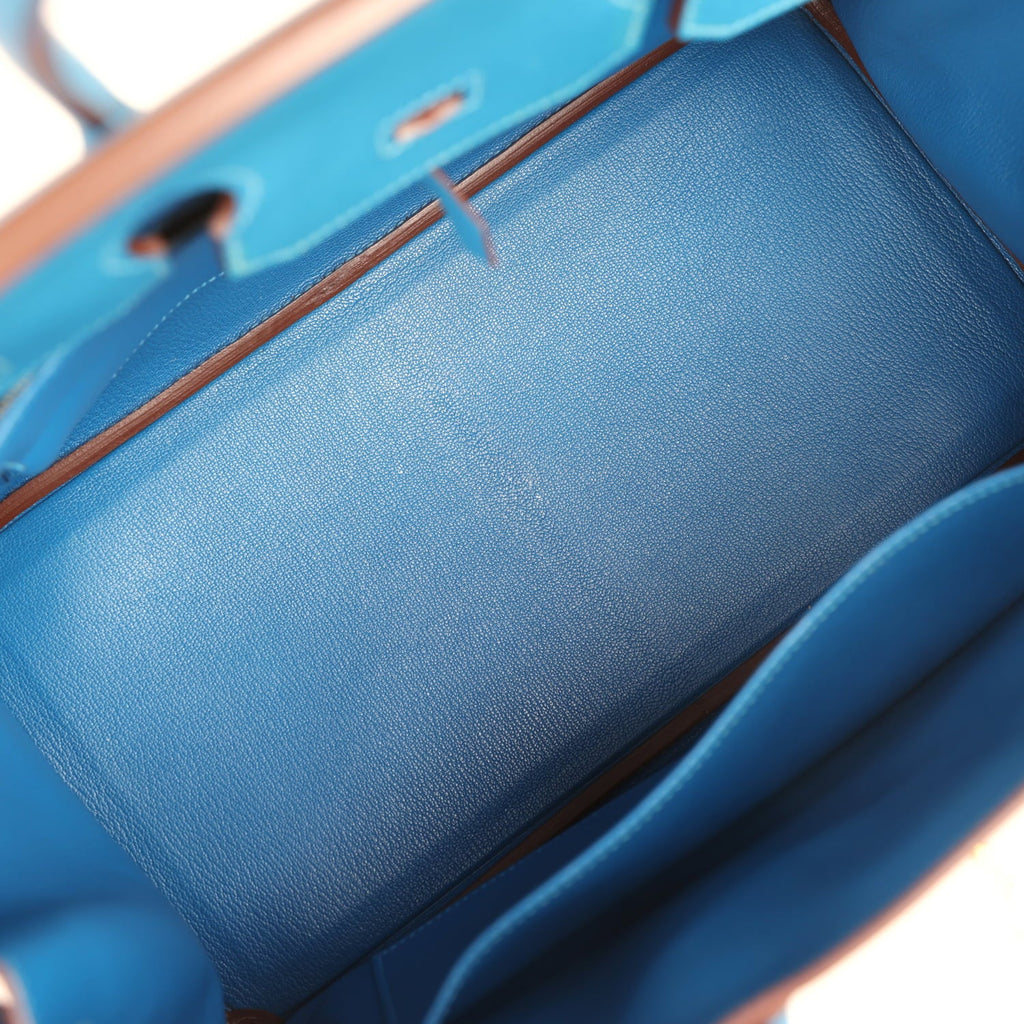 Pre-owned Hermes Birkin 35 Bleu Izmir Epsom Gold Hardware