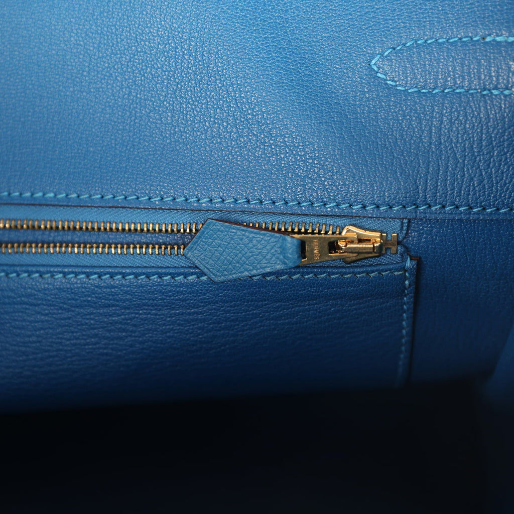 Pre-owned Hermes Birkin 35 Bleu Izmir Epsom Gold Hardware
