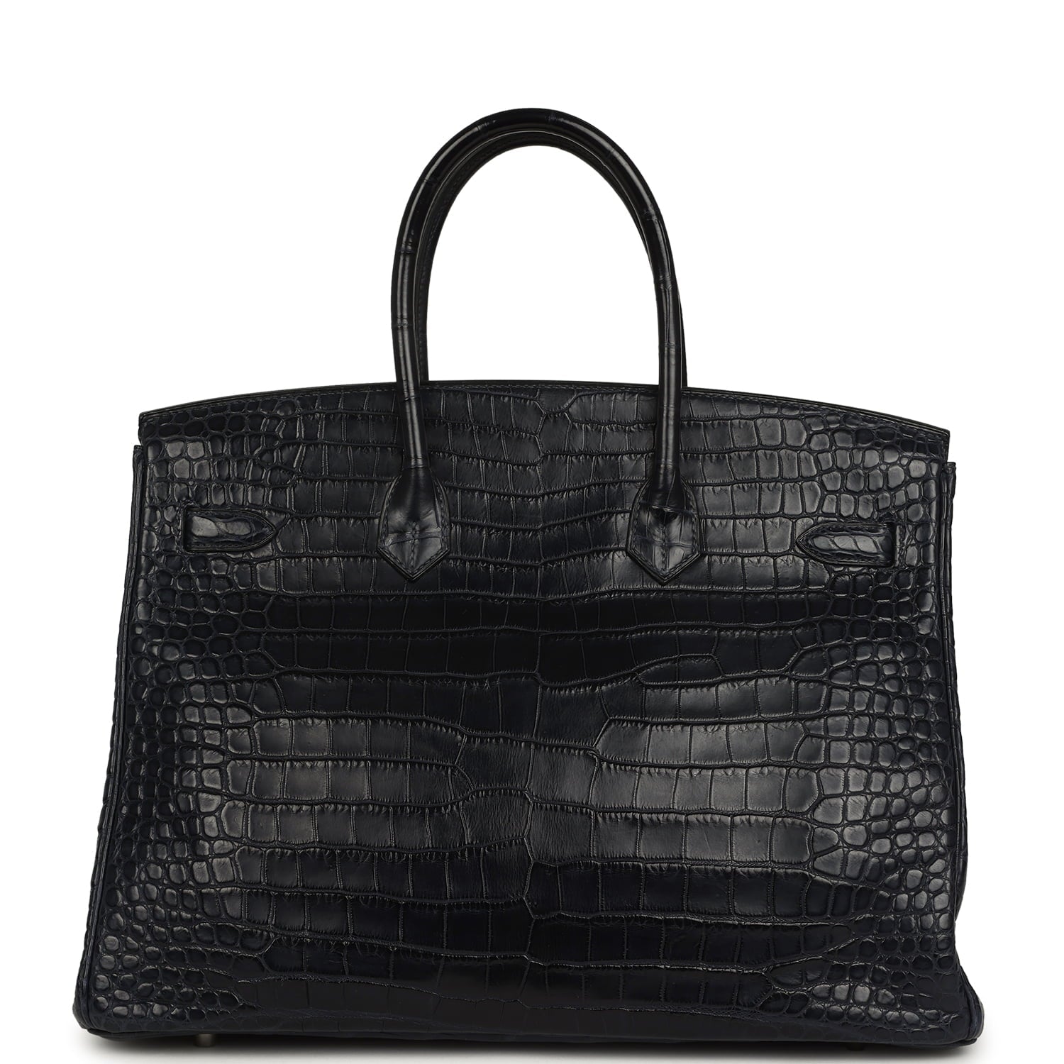 Pre-owned Hermes Birkin 35 Bleu Indigo Matte Porosus Crocodile Palladium Hardware
