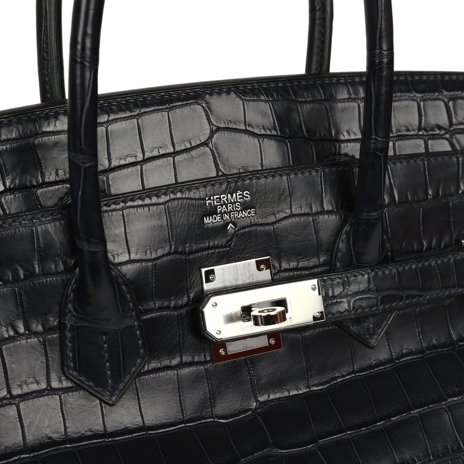 Pre-owned Hermes Birkin 35 Bleu Indigo Matte Porosus Crocodile Palladium Hardware