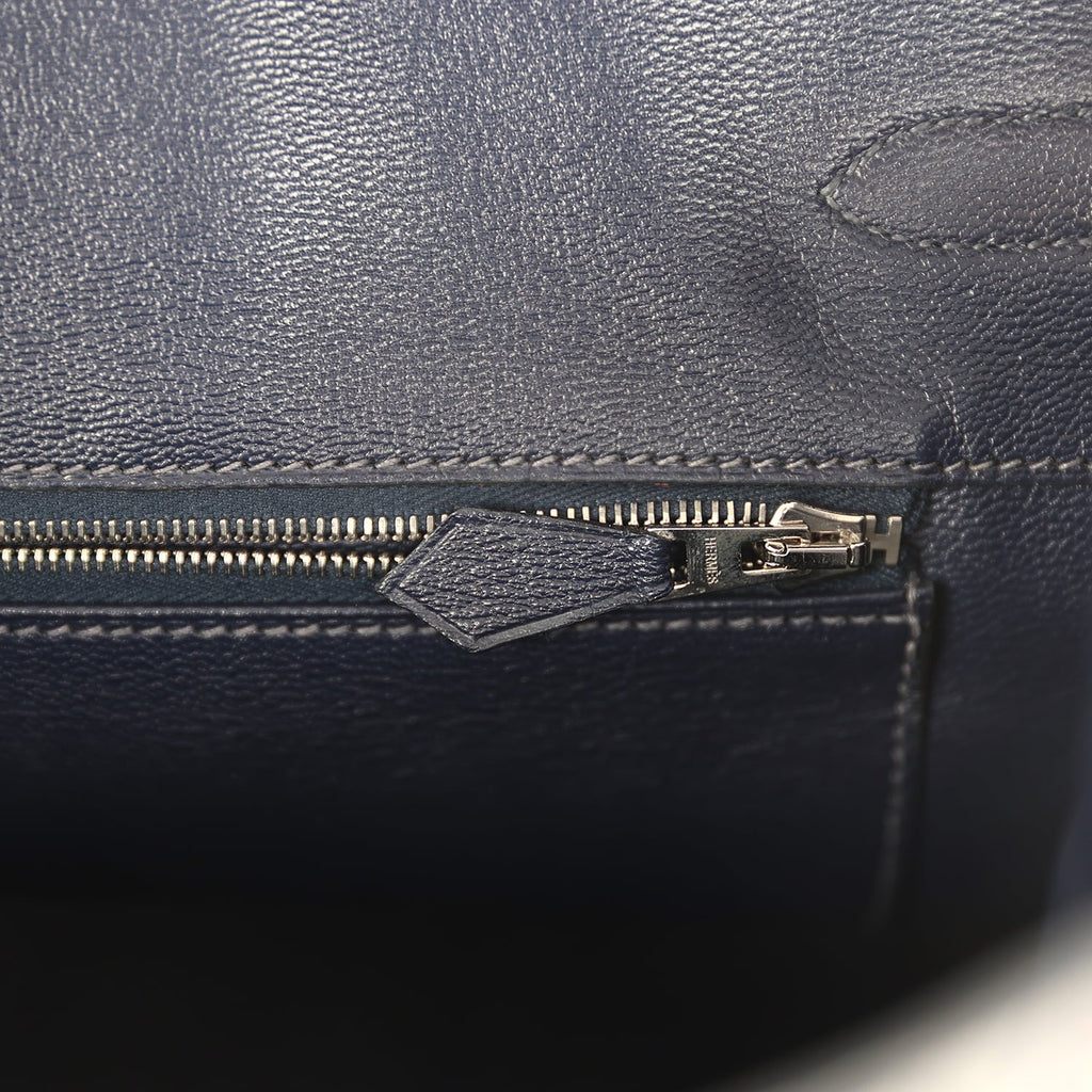 Pre-owned Hermes Birkin 35 Bleu Indigo Matte Porosus Crocodile Palladium Hardware