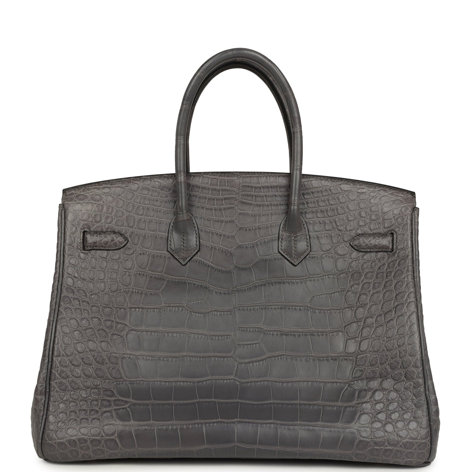 Pre-owned Hermes Birkin 35 Gris Paris Matte Alligator Gold Hardware