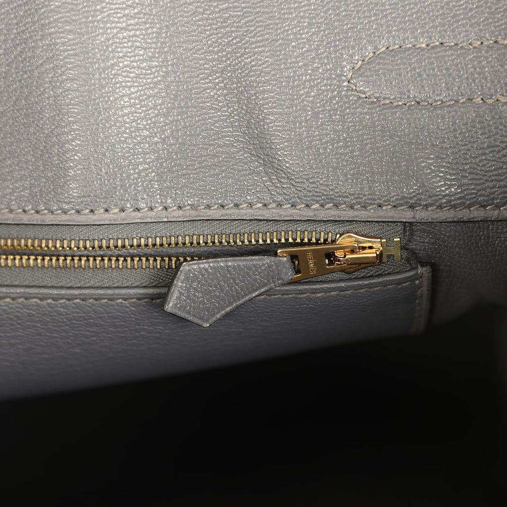 Pre-owned Hermes Birkin 35 Gris Paris Matte Alligator Gold Hardware