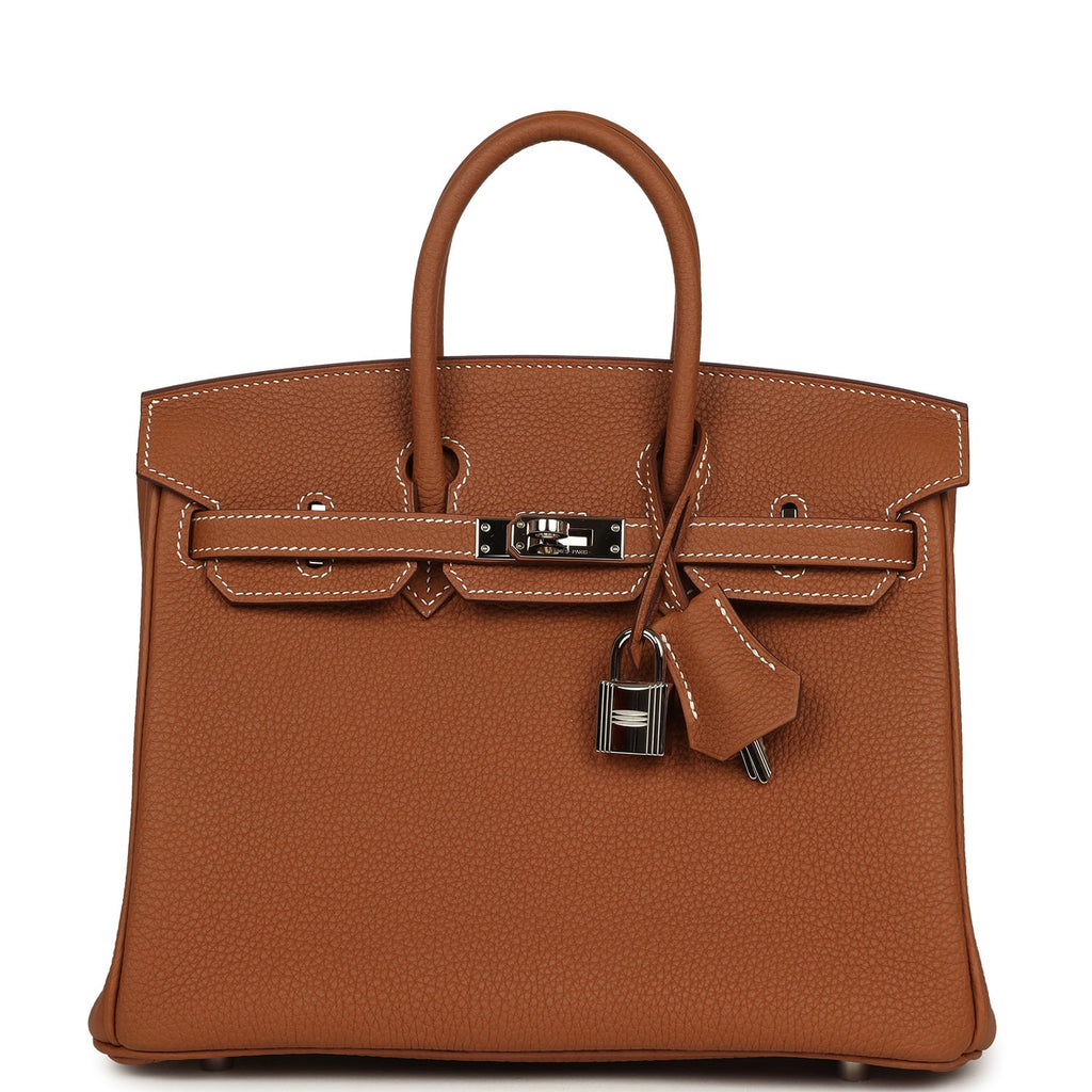 Pre-owned Hermes Birkin 25 Gold Togo Palladium Hardware