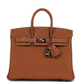 Pre-owned Hermes Birkin 25 Gold Togo Palladium Hardware
