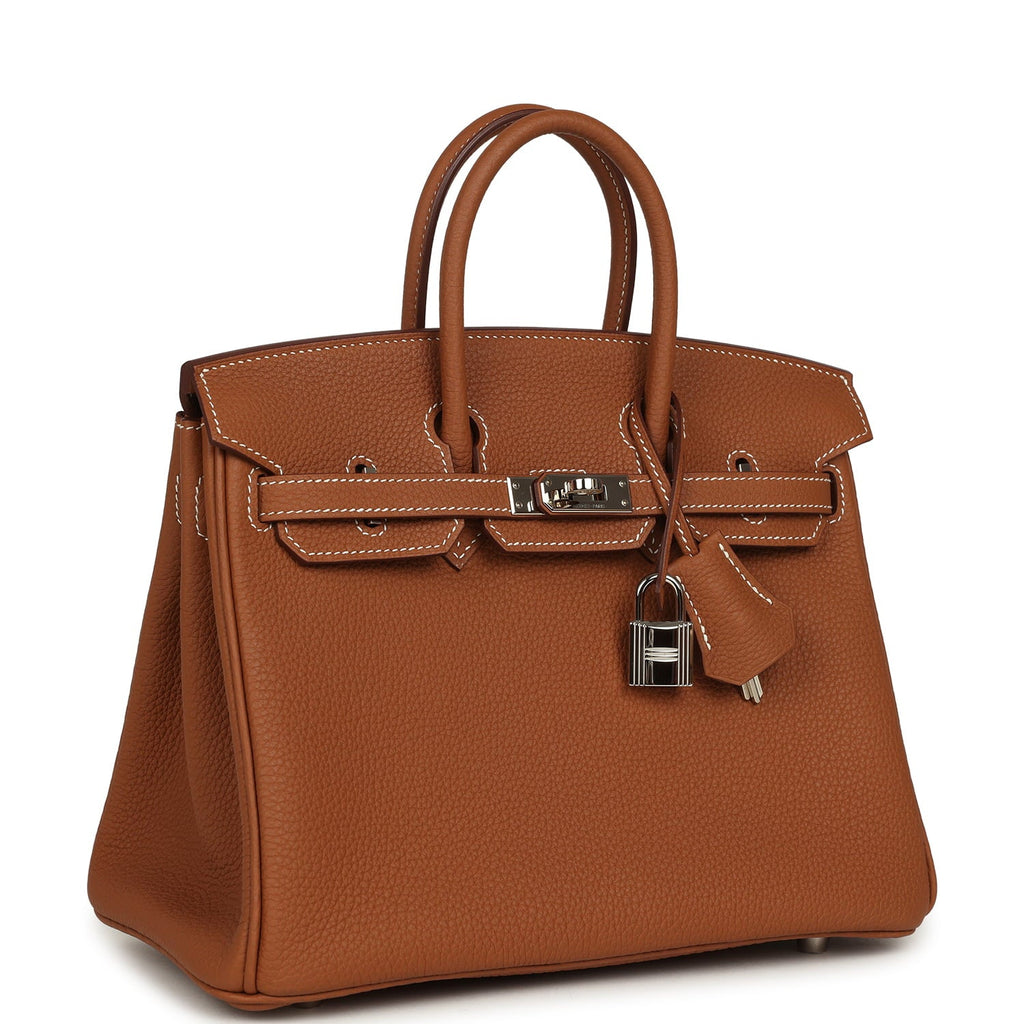 Pre-owned Hermes Birkin 25 Gold Togo Palladium Hardware