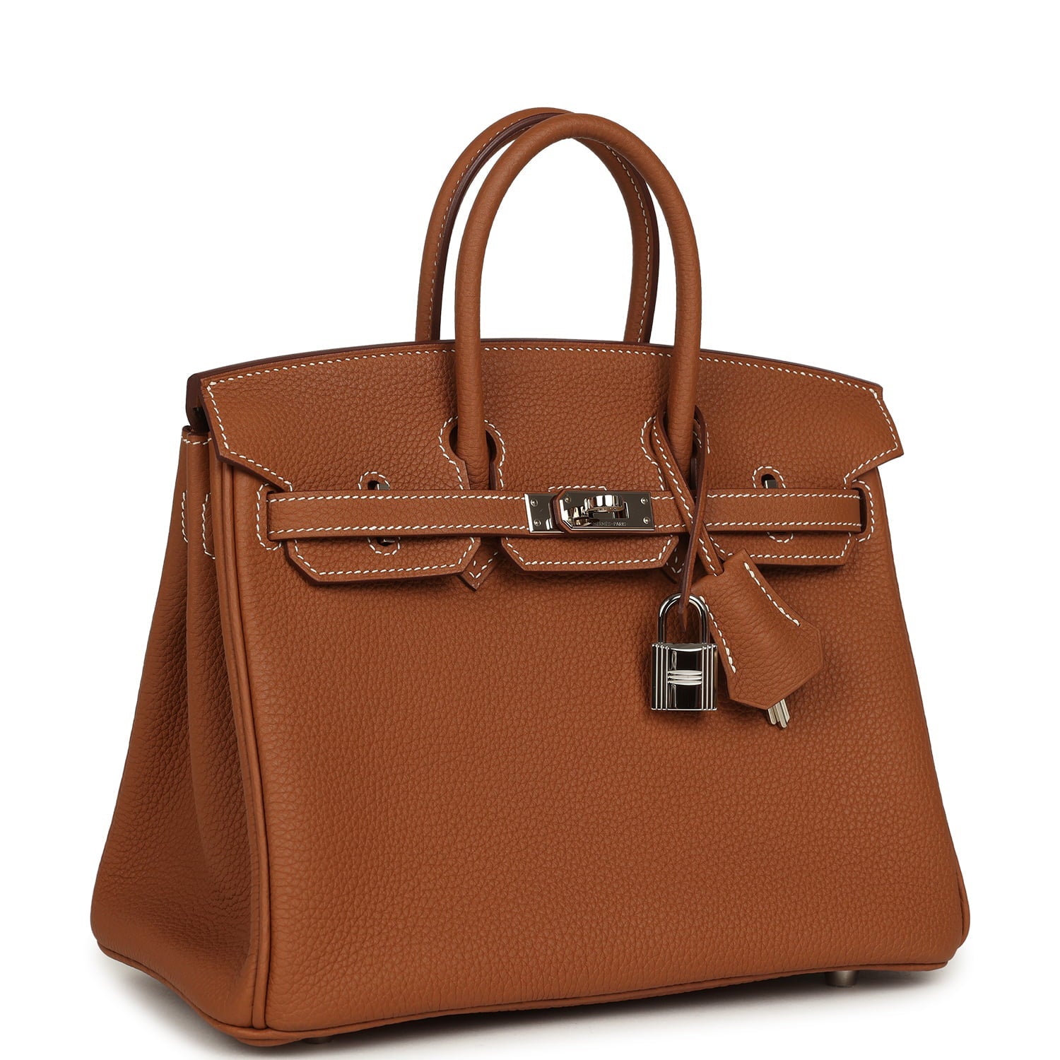 Pre-owned Hermes Birkin 25 Gold Togo Palladium Hardware