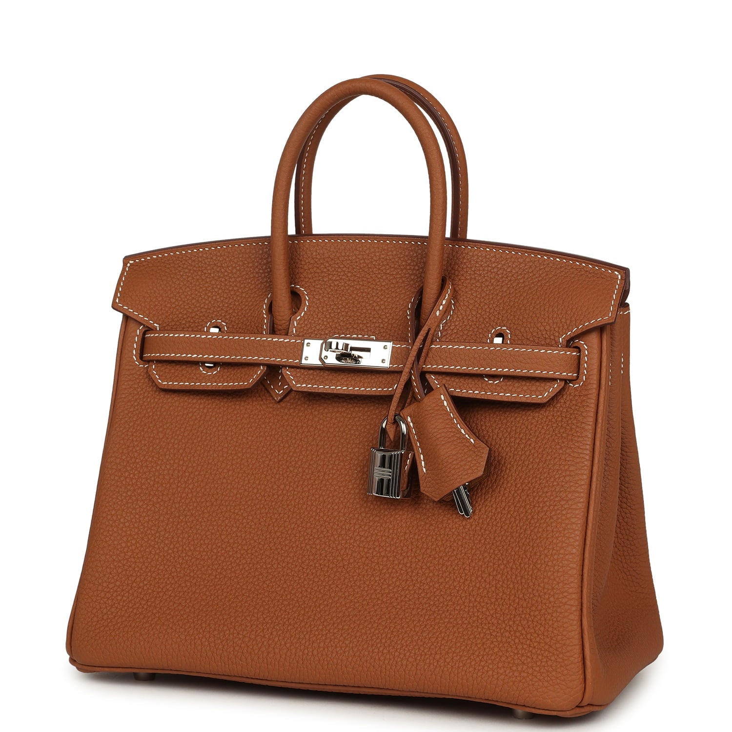 Pre-owned Hermes Birkin 25 Gold Togo Palladium Hardware
