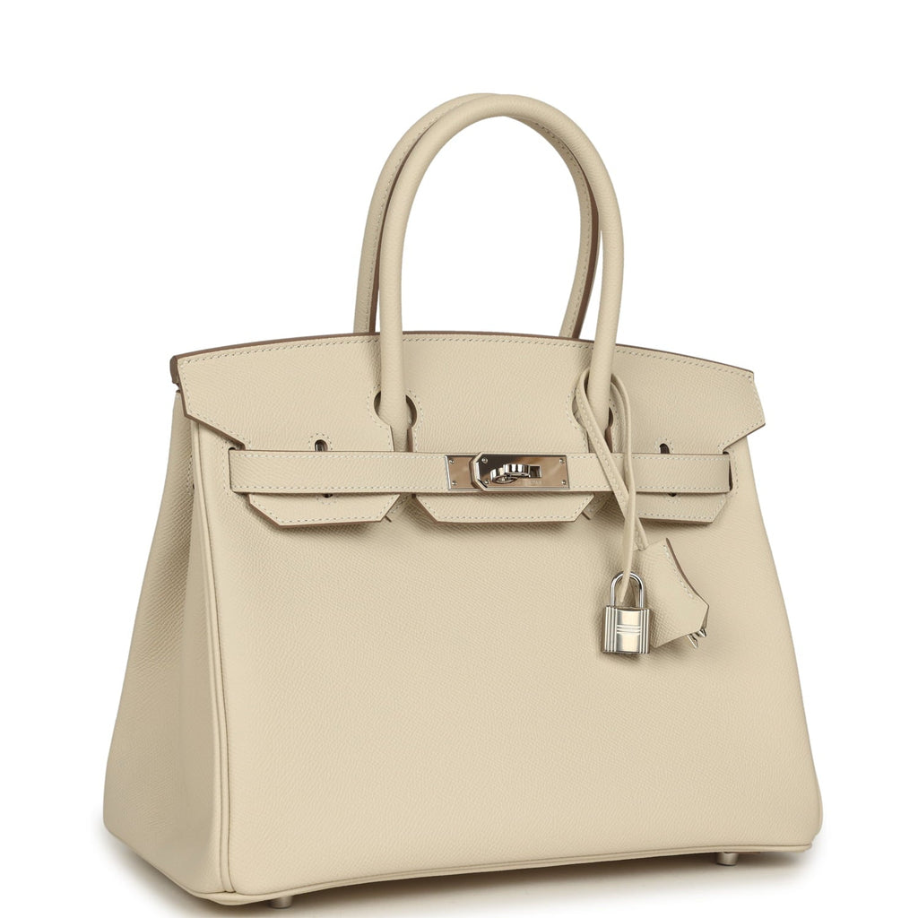 Pre-owned Hermes Birkin 30 Craie Epsom Palladium Hardware