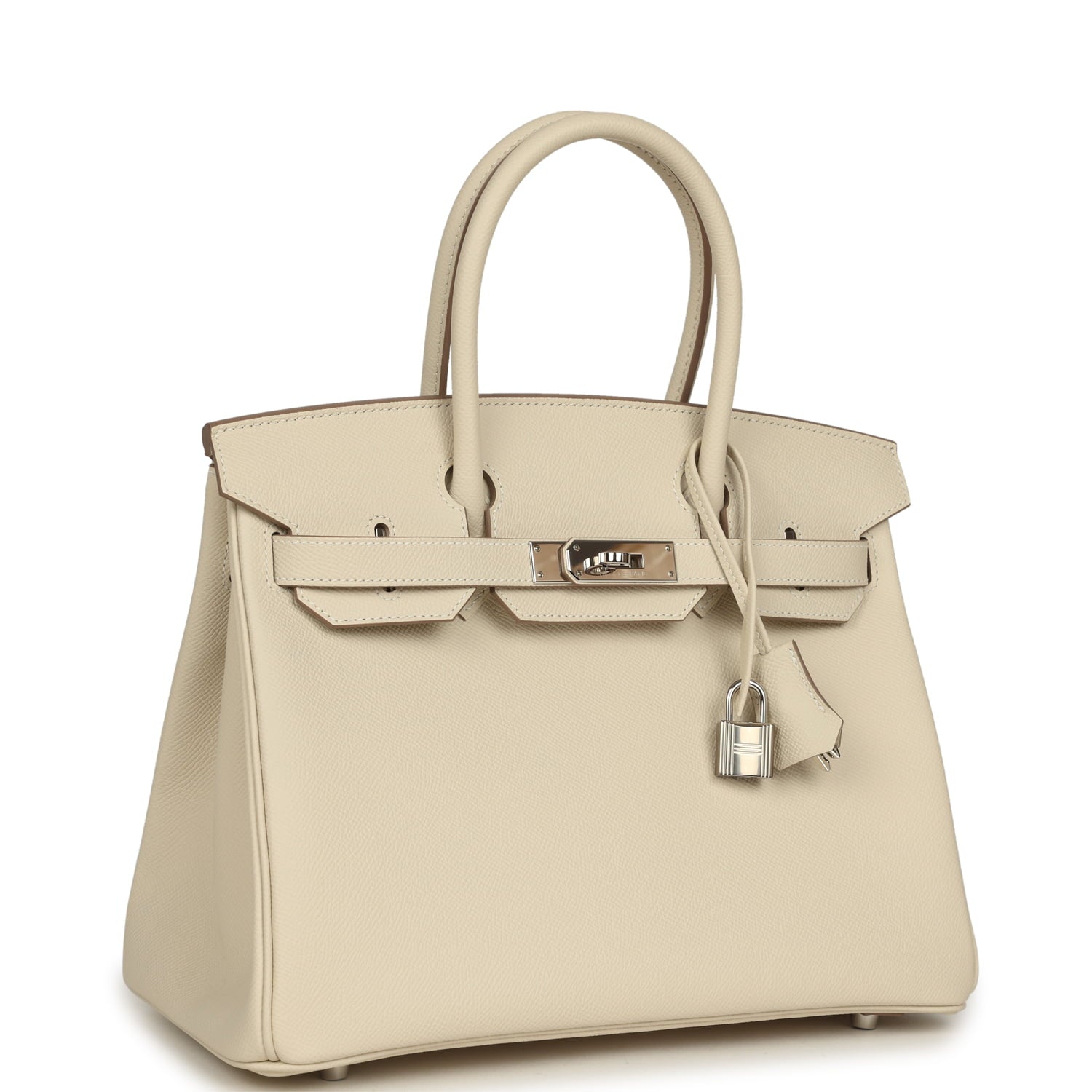 Pre-owned Hermes Birkin 30 Craie Epsom Palladium Hardware