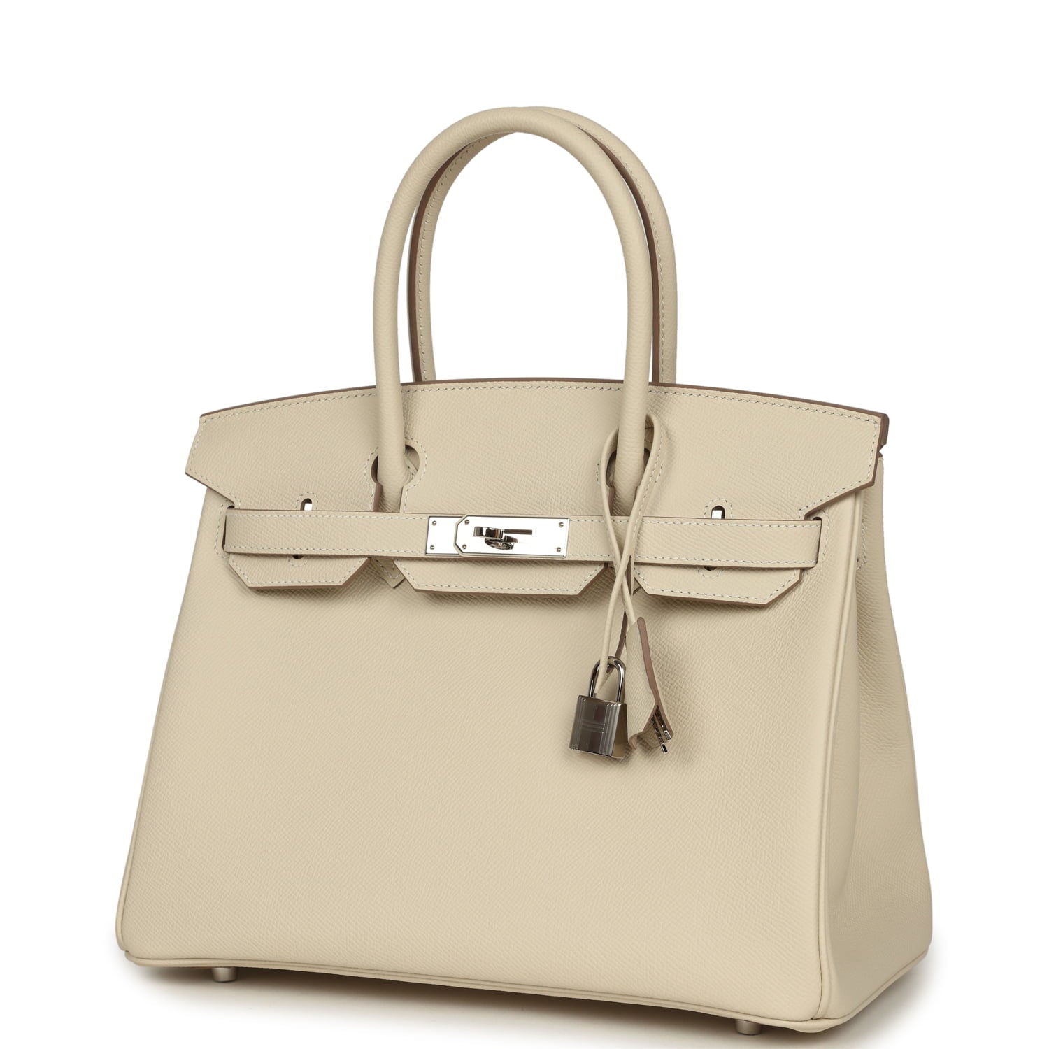 Pre-owned Hermes Birkin 30 Craie Epsom Palladium Hardware