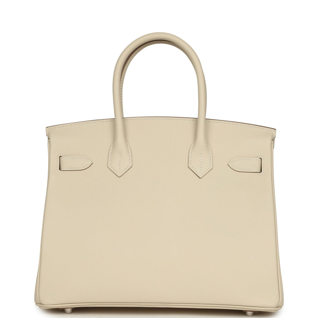 Pre-owned Hermes Birkin 30 Craie Epsom Palladium Hardware