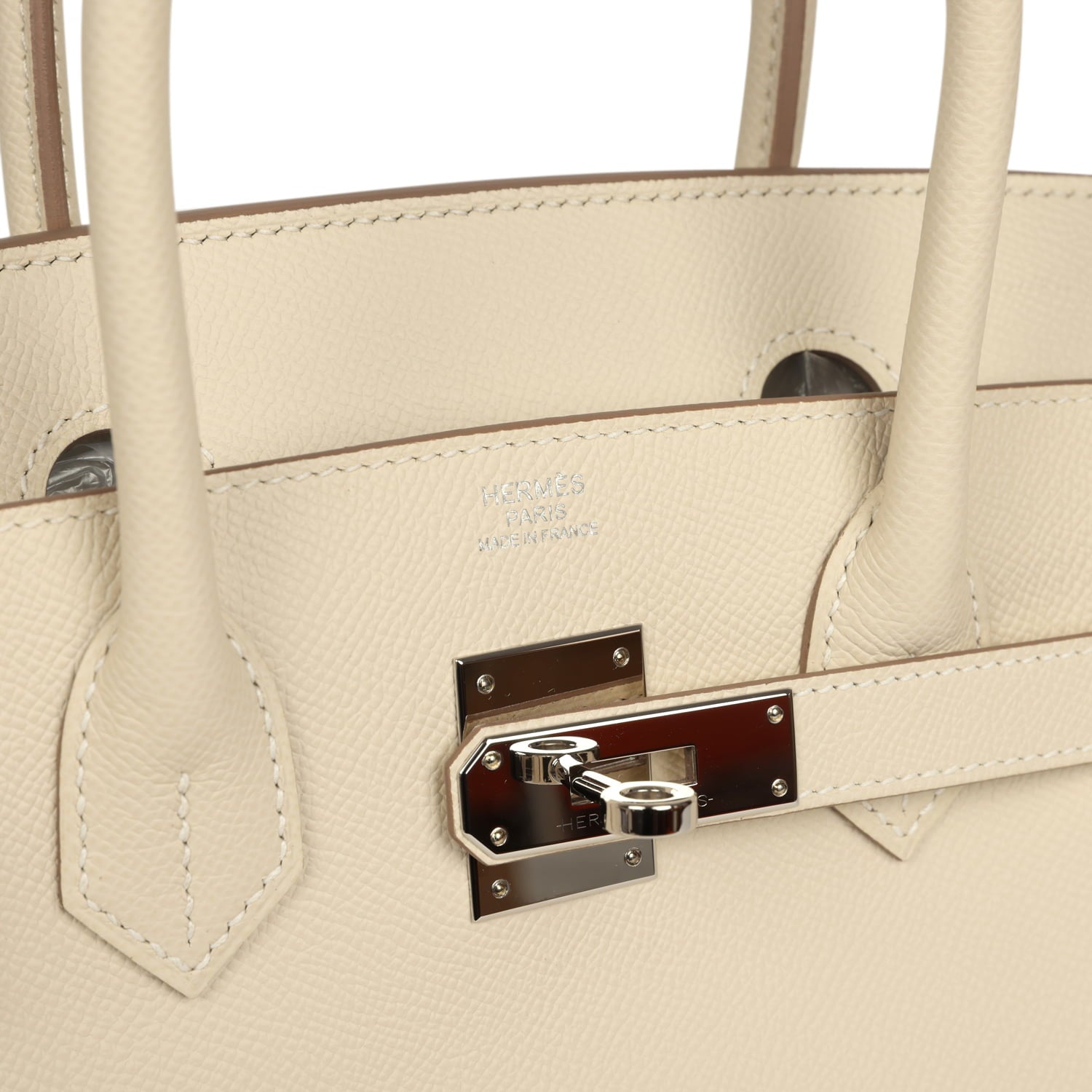 Pre-owned Hermes Birkin 30 Craie Epsom Palladium Hardware