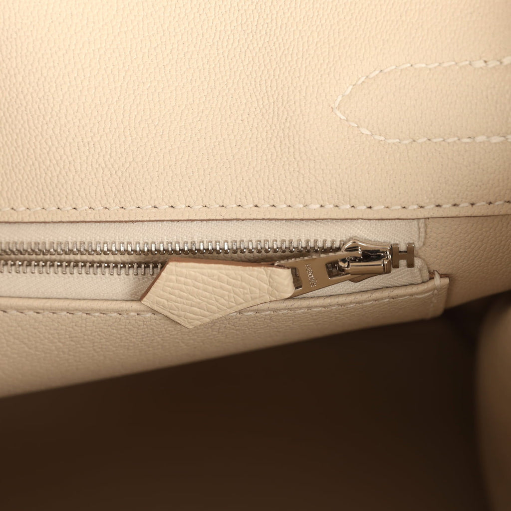Pre-owned Hermes Birkin 30 Craie Epsom Palladium Hardware