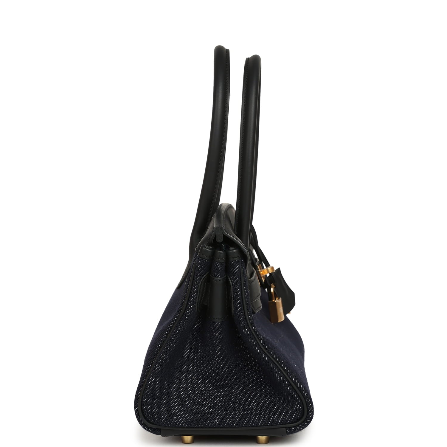 Hermes Shoulder Birkin Light 29 Black Swift and Bleu Indigo Denim Gold Hardware