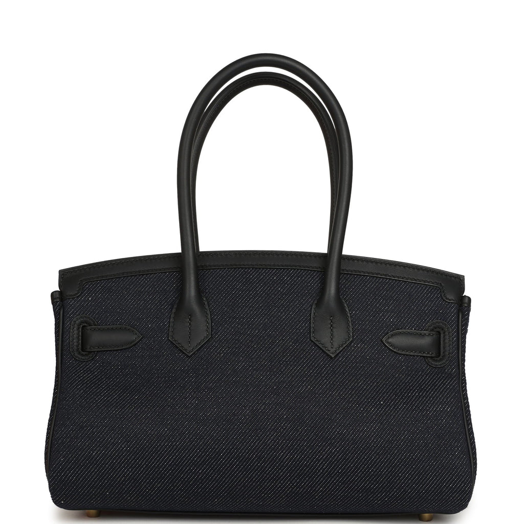 Hermes Shoulder Birkin Light 29 Black Swift and Bleu Indigo Denim Gold Hardware