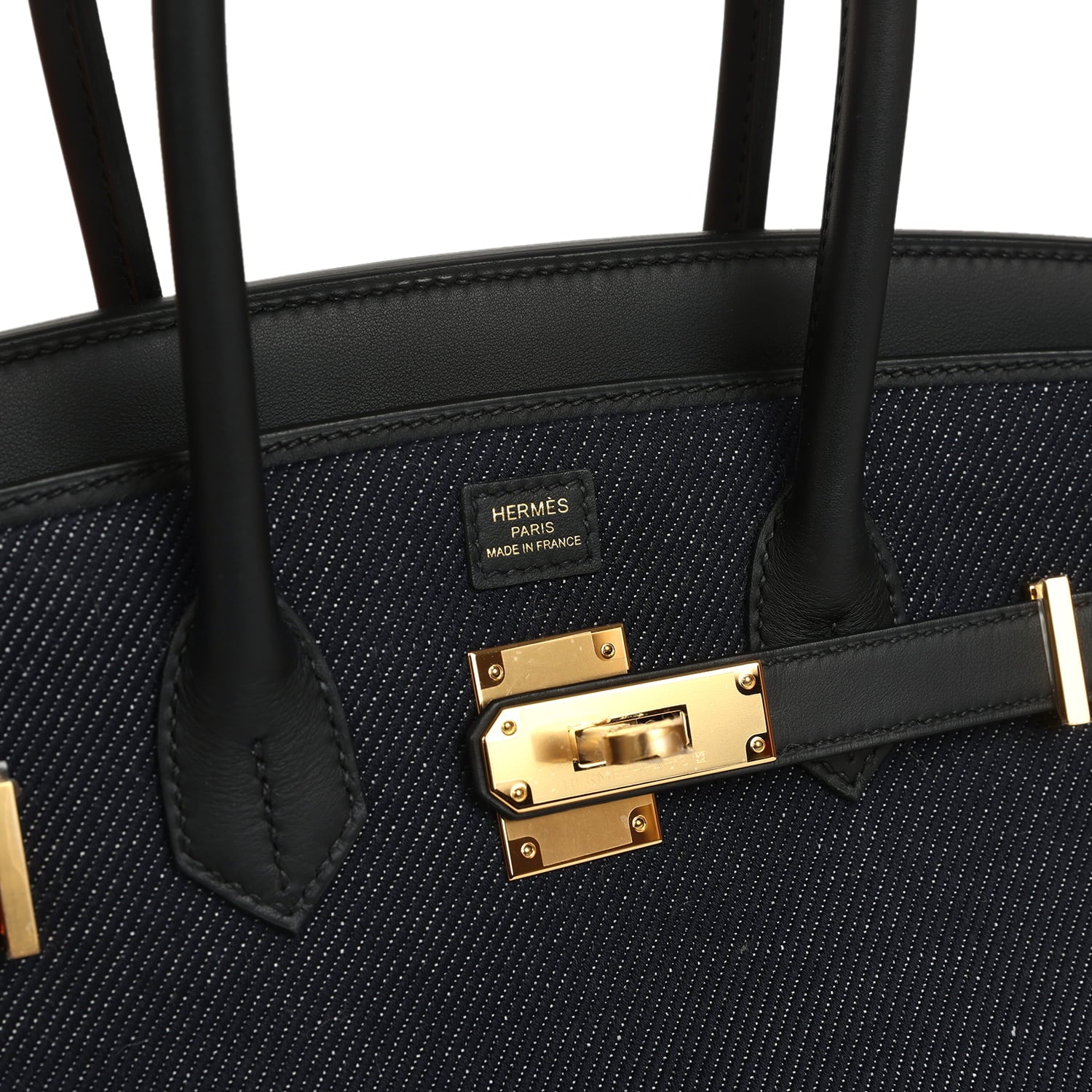 Hermes Shoulder Birkin Light 29 Black Swift and Bleu Indigo Denim Gold Hardware