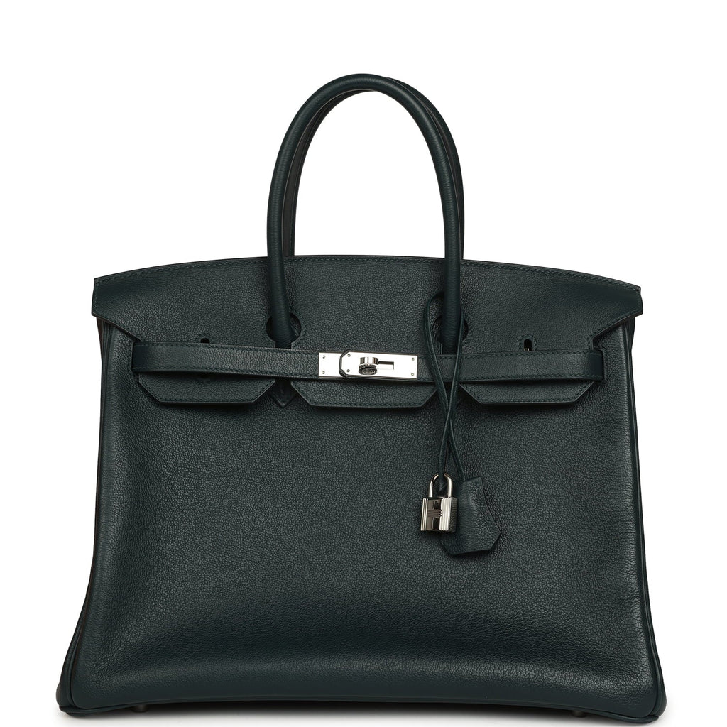 Pre-owned Hermes Birkin 35 Vert Cypress Novillo Palladium Hardware