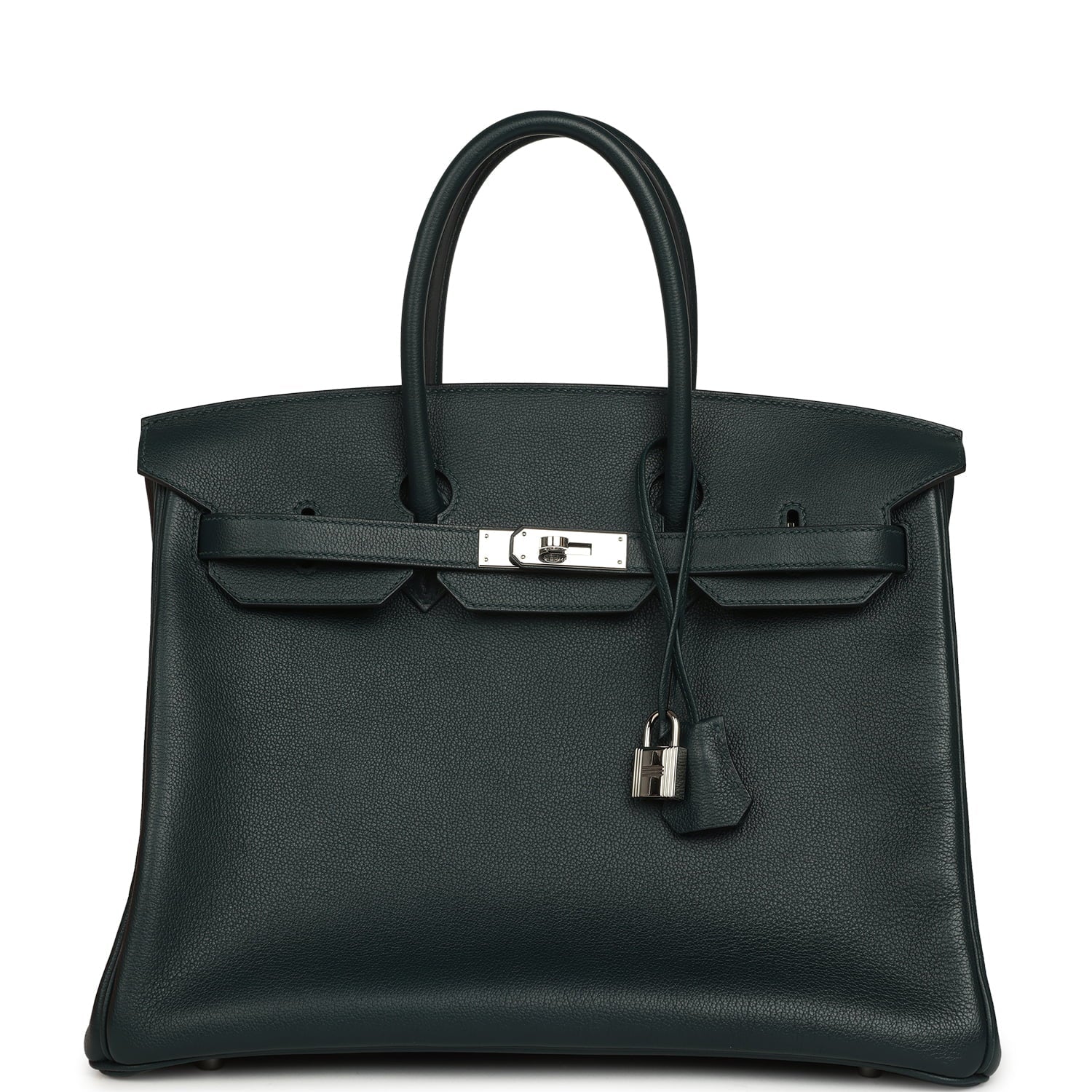 Pre-owned Hermes Birkin 35 Vert Cypress Novillo Palladium Hardware