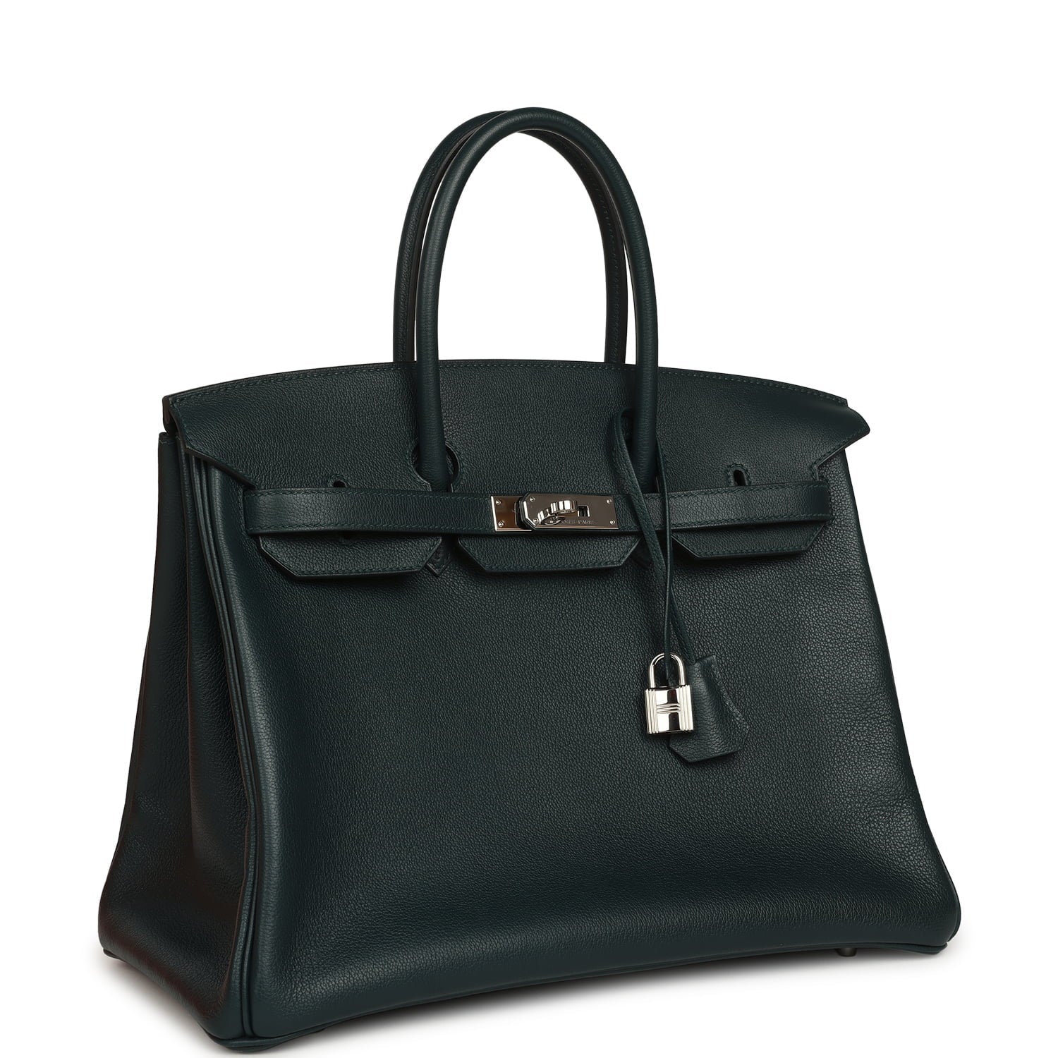 Pre-owned Hermes Birkin 35 Vert Cypress Novillo Palladium Hardware