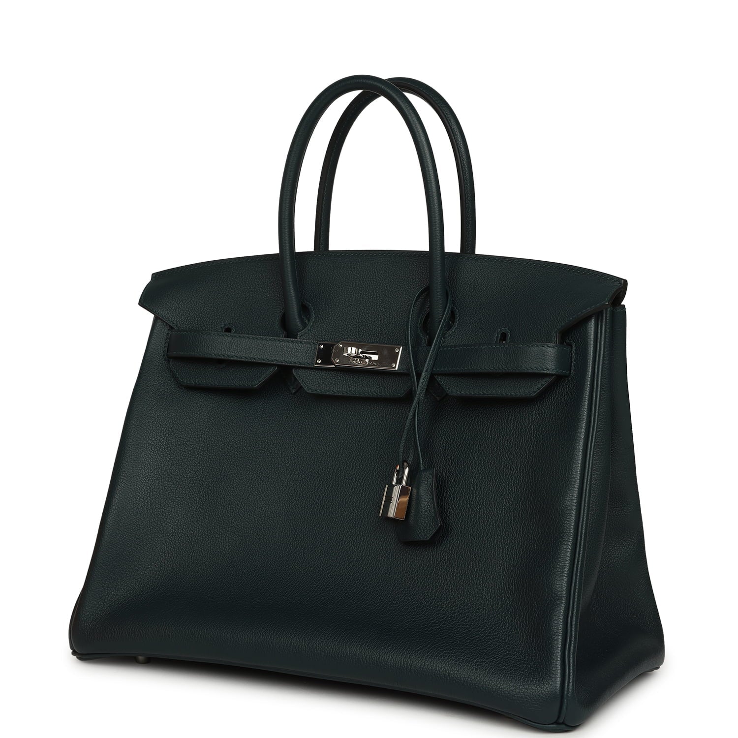 Pre-owned Hermes Birkin 35 Vert Cypress Novillo Palladium Hardware