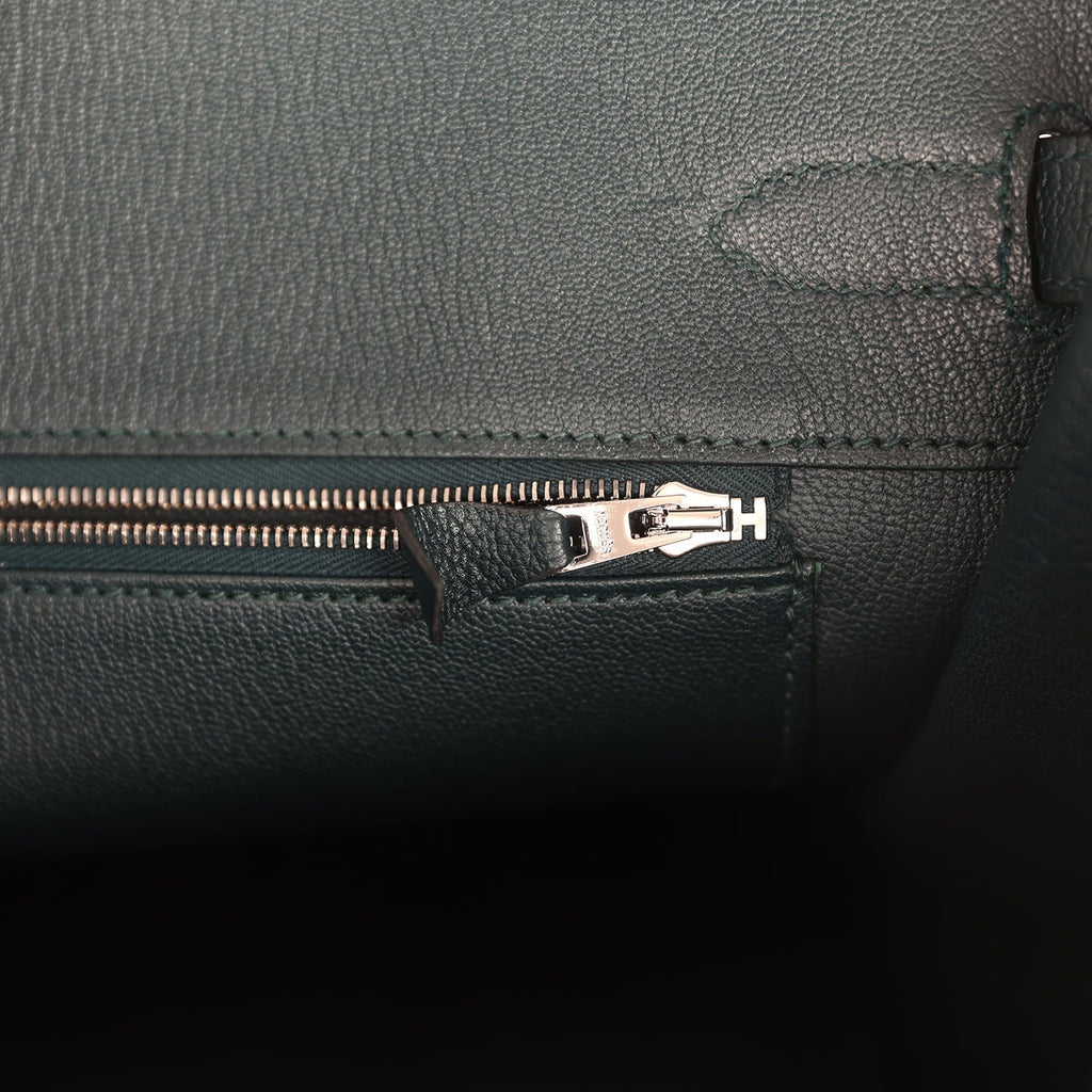 Pre-owned Hermes Birkin 35 Vert Cypress Novillo Palladium Hardware