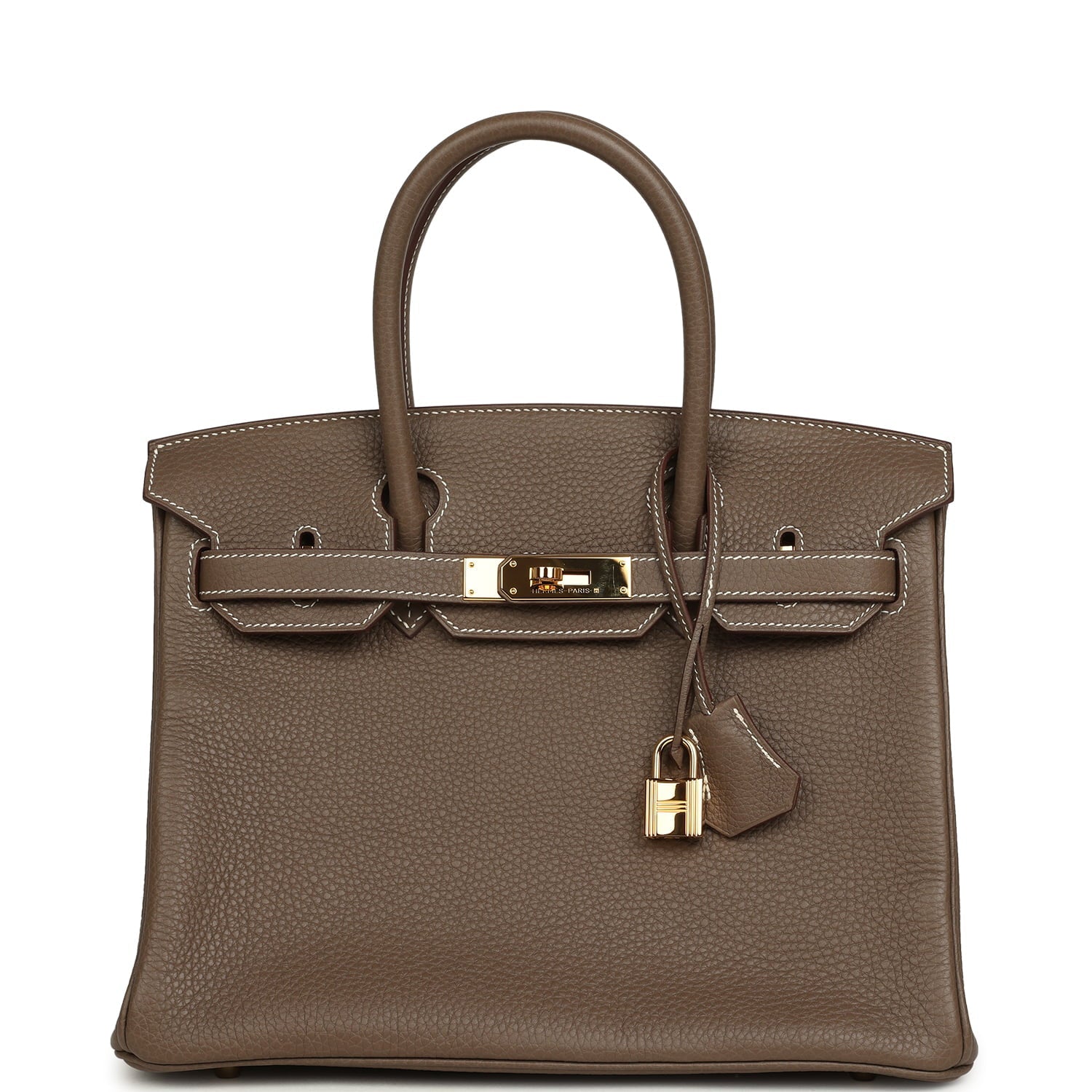 Pre-owned Hermes Birkin 30 Etoupe Clemence Gold Hardware