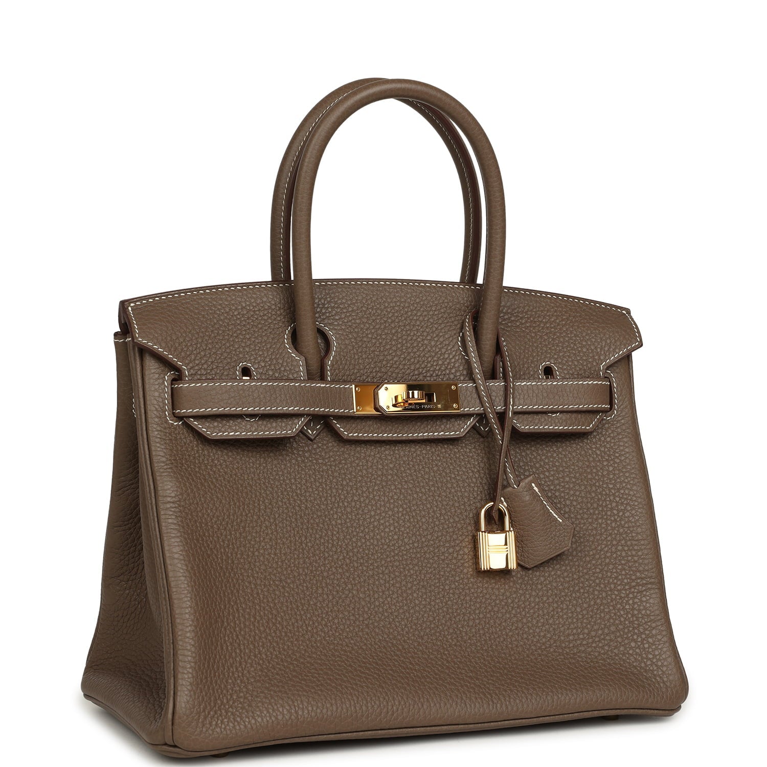 Pre-owned Hermes Birkin 30 Etoupe Clemence Gold Hardware