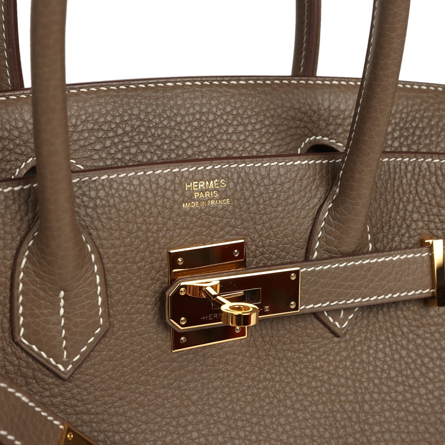 Pre-owned Hermes Birkin 30 Etoupe Clemence Gold Hardware