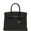 Pre-owned Hermes Birkin 30 Black Togo Gold Hardware