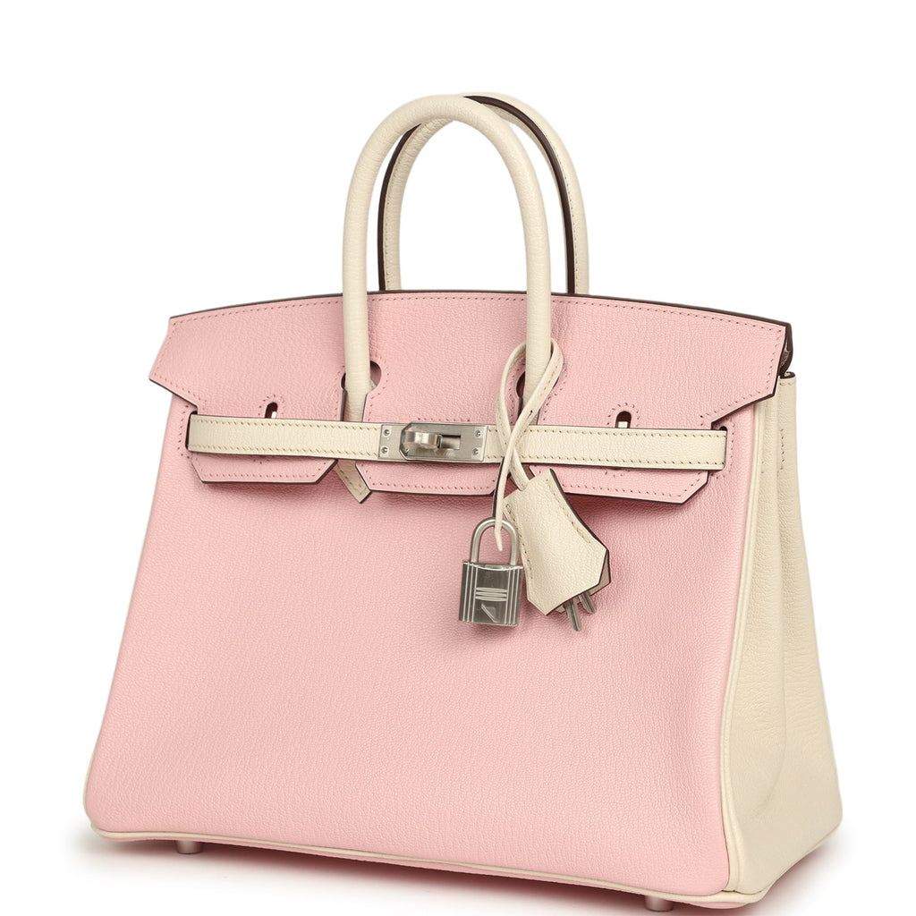Hermes Special Order (HSS) Birkin 25 Rose Sakura and Nata Chevre Mysore Brushed Palladium Hardware