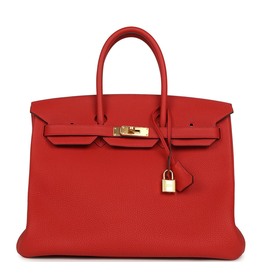 Pre-owned Hermes Birkin 35 Rouge Tomate Togo Gold Hardware