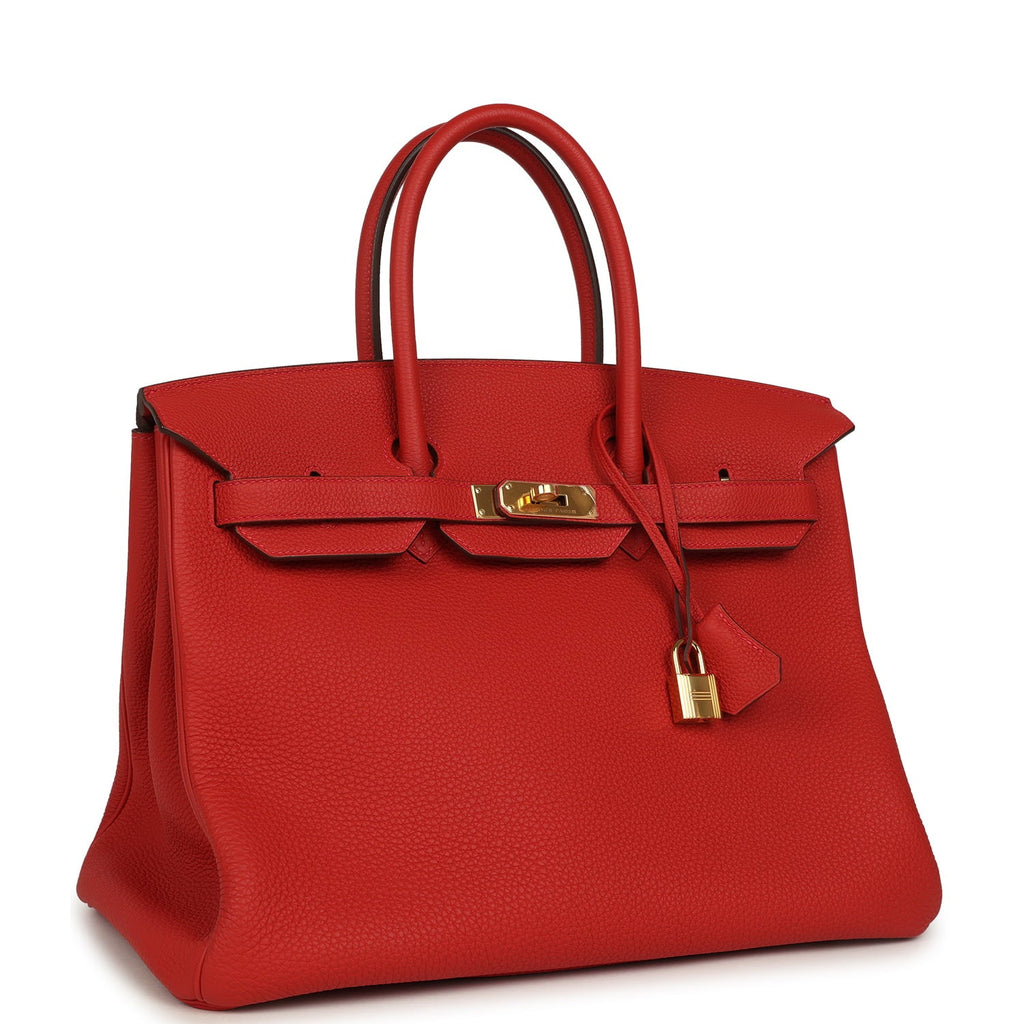 Pre-owned Hermes Birkin 35 Rouge Tomate Togo Gold Hardware