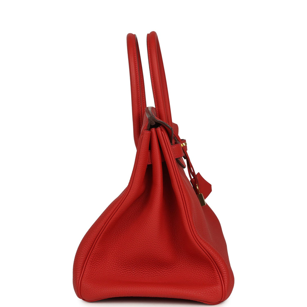 Pre-owned Hermes Birkin 35 Rouge Tomate Togo Gold Hardware