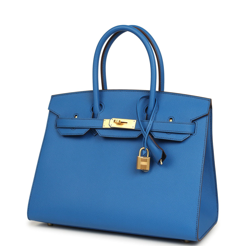 Pre-owned Hermes Special Order (HSS) Birkin Sellier 30 Bleu France Epsom Brushed Gold Hardware