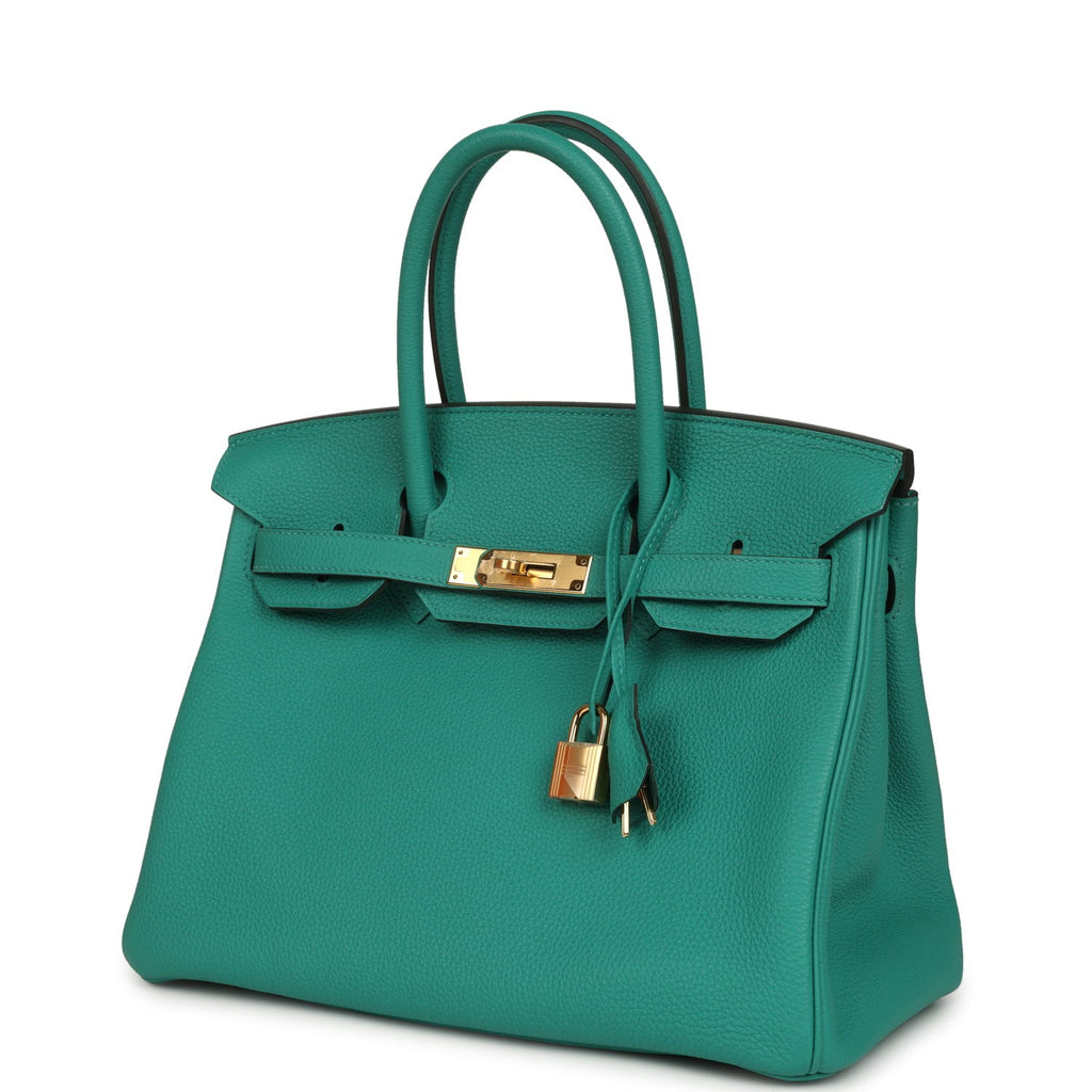 Pre-owned Hermes Birkin 30 Vert Verone Togo Gold Hardware
