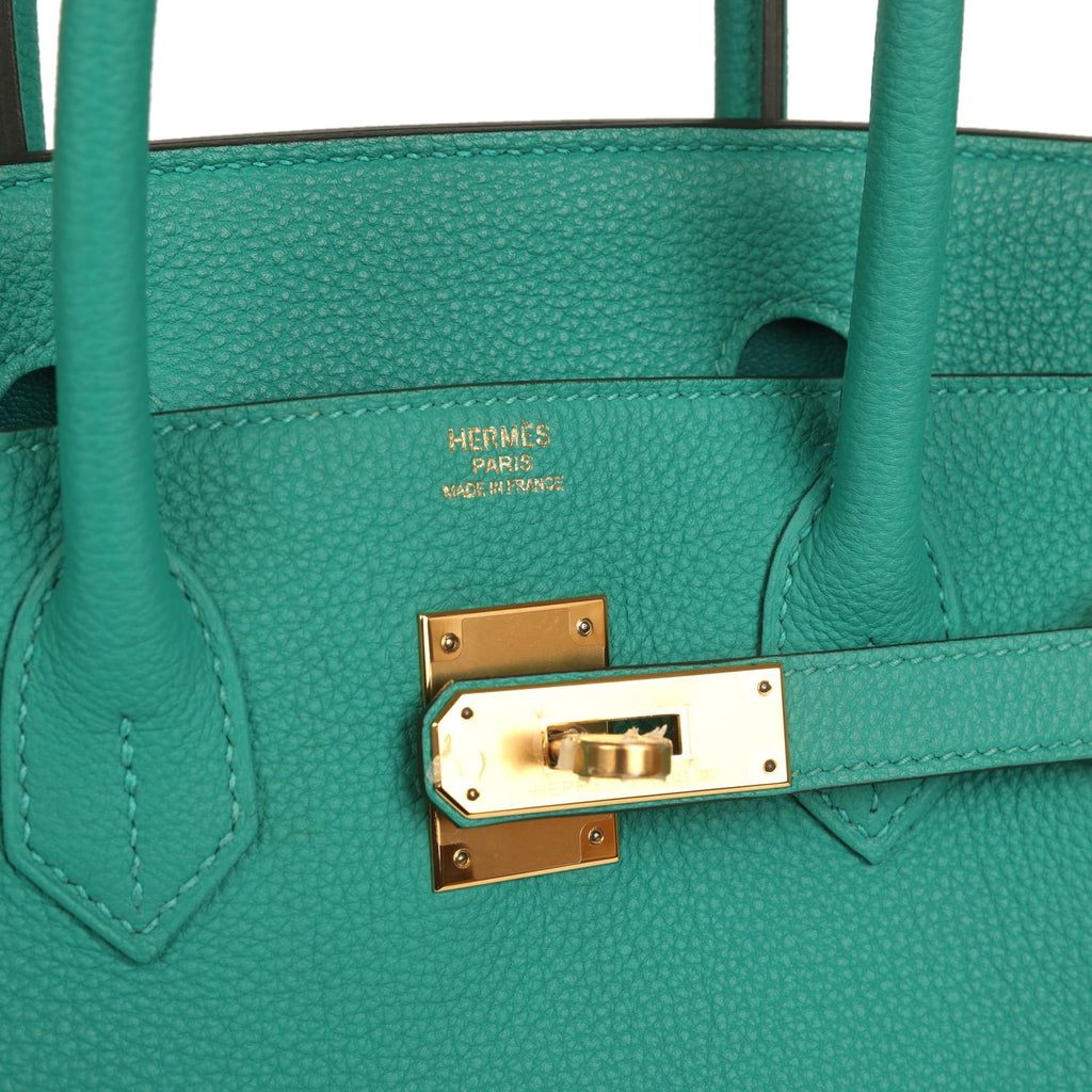 Pre-owned Hermes Birkin 30 Vert Verone Togo Gold Hardware