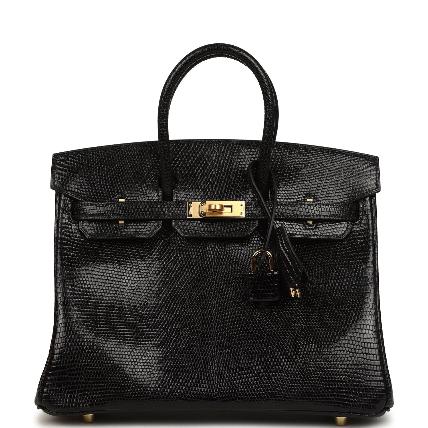 Hermes Birkin 25 Black Shiny Varanus Niloticus Lizard Gold Hardware