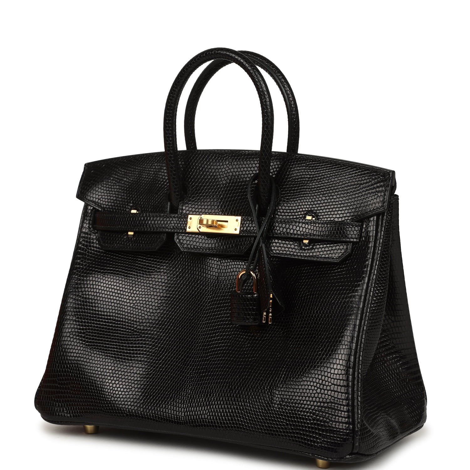 Hermes Birkin 25 Black Shiny Varanus Niloticus Lizard Gold Hardware