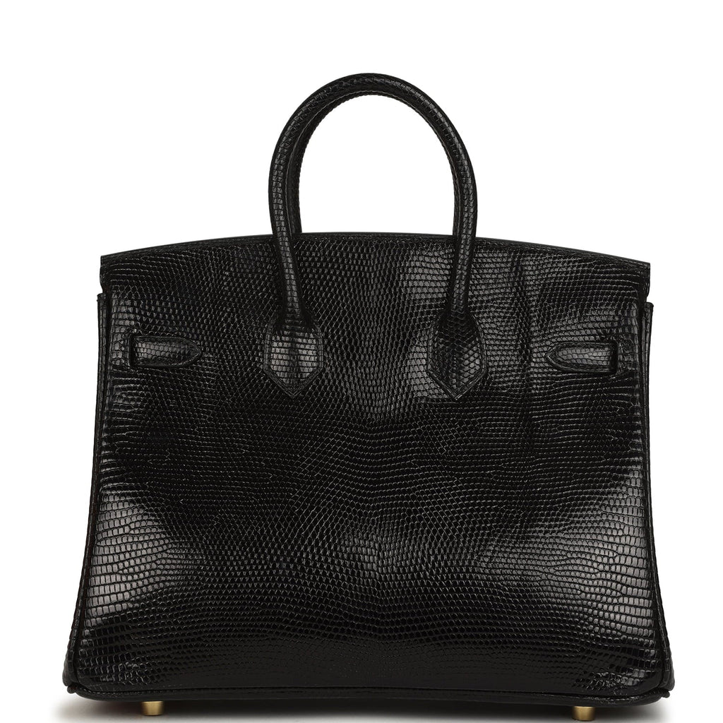 Hermes Birkin 25 Black Shiny Varanus Niloticus Lizard Gold Hardware