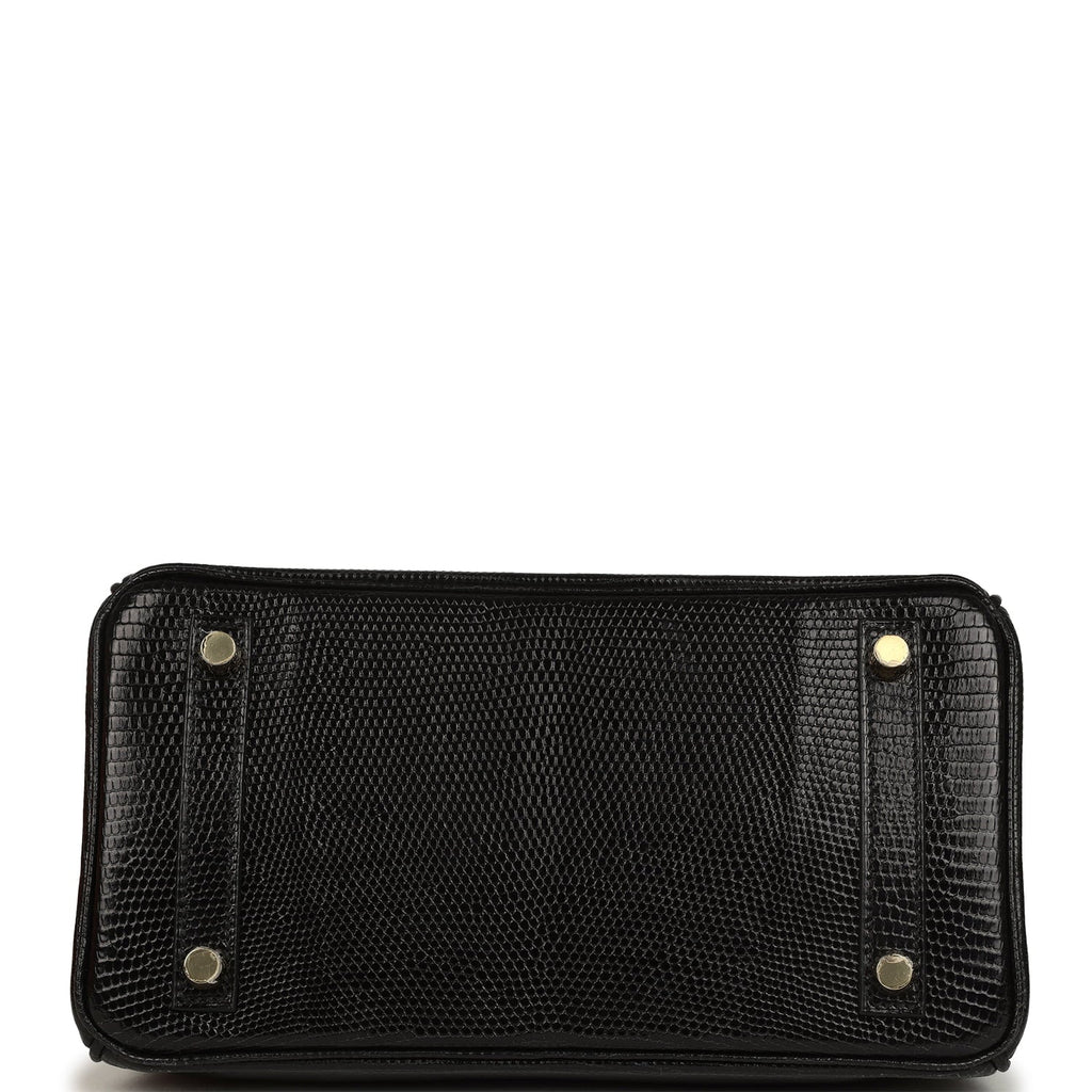 Hermes Birkin 25 Black Shiny Varanus Niloticus Lizard Gold Hardware