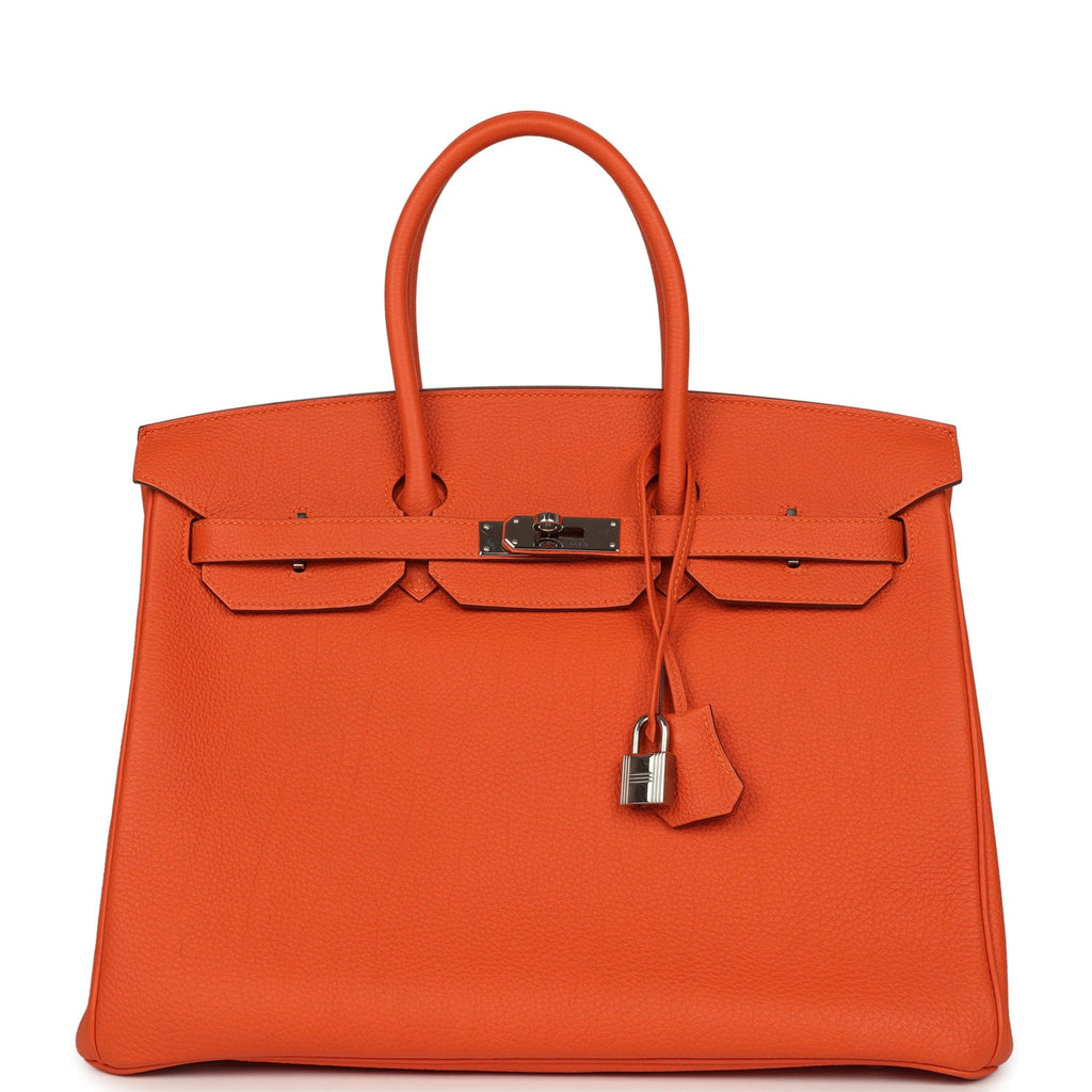 Pre-owned Hermes Birkin 35 Feu Togo Gold Hardware