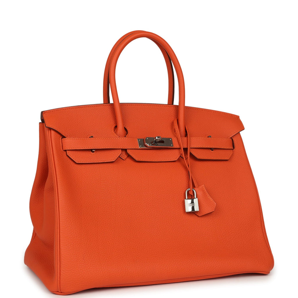 Pre-owned Hermes Birkin 35 Feu Togo Gold Hardware