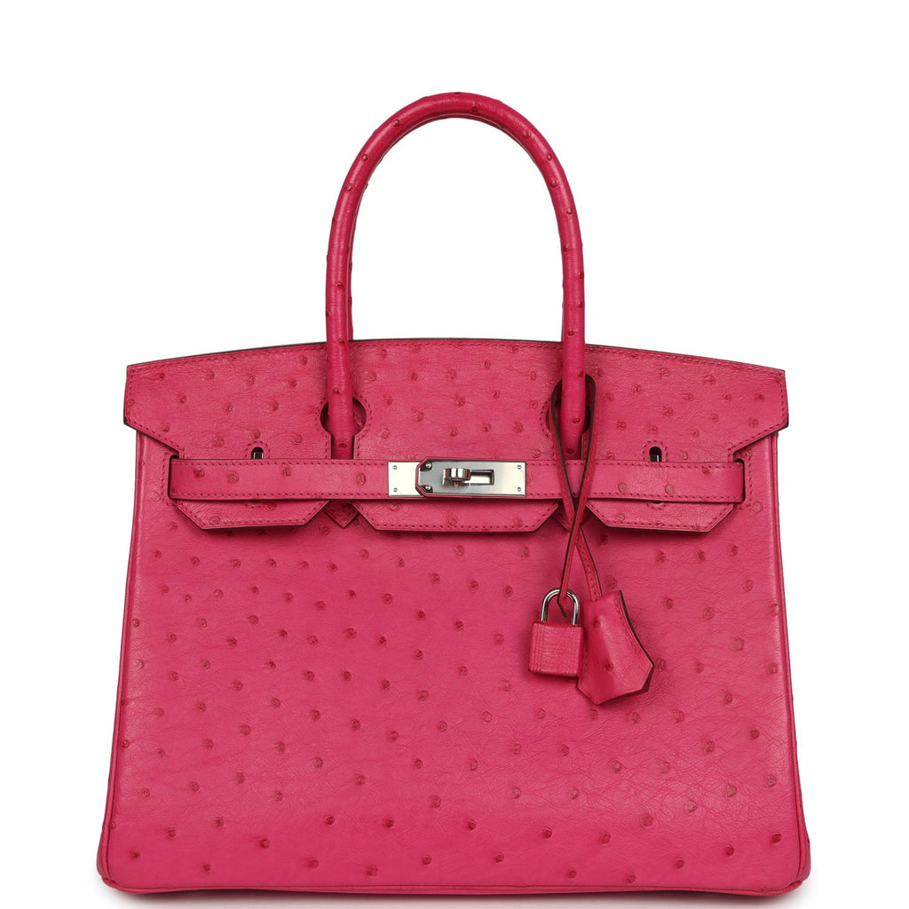 Pre-owned Hermes Birkin 30 Rose Tyrien Ostrich Palladium Hardware