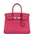 Pre-owned Hermes Birkin 30 Rose Tyrien Ostrich Palladium Hardware