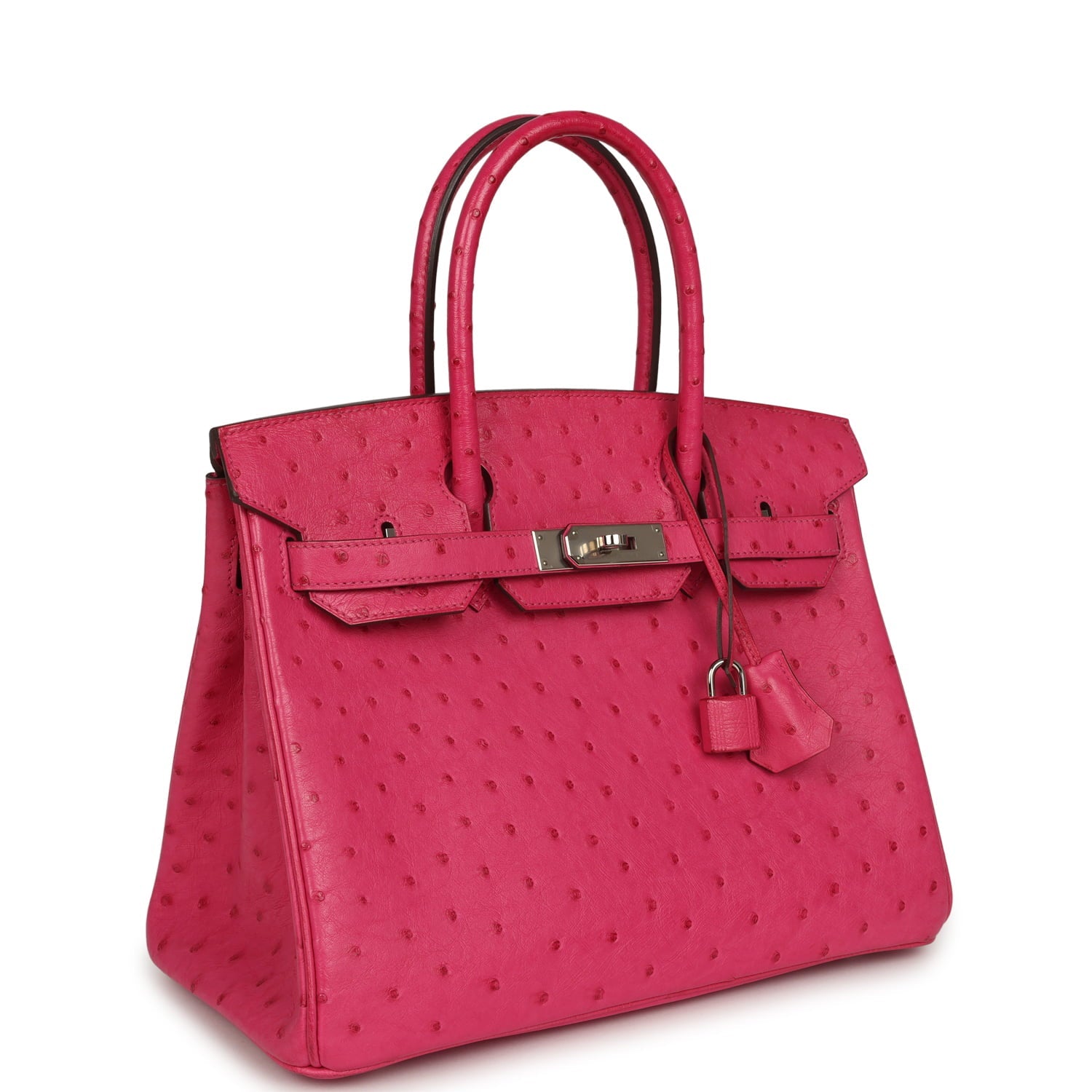 Pre-owned Hermes Birkin 30 Rose Tyrien Ostrich Palladium Hardware